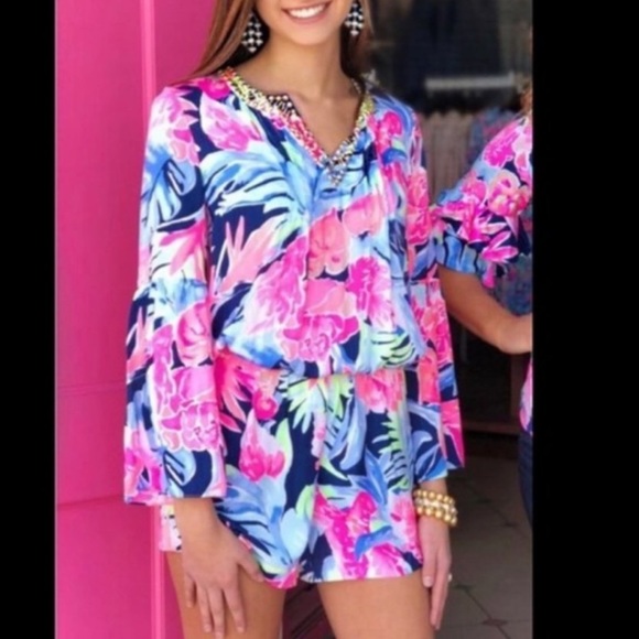 Lilly Pulitzer Arielle Romper Size Small NWT in high tide - Picture 1 of 9